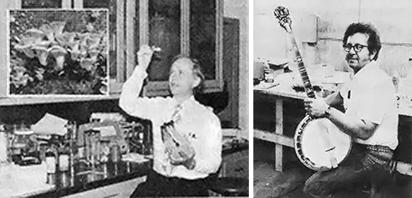 Left: Mushroom soil developer Dr. Ralph Kurtzman. Right: Banjo craft-er Don Thomas.
